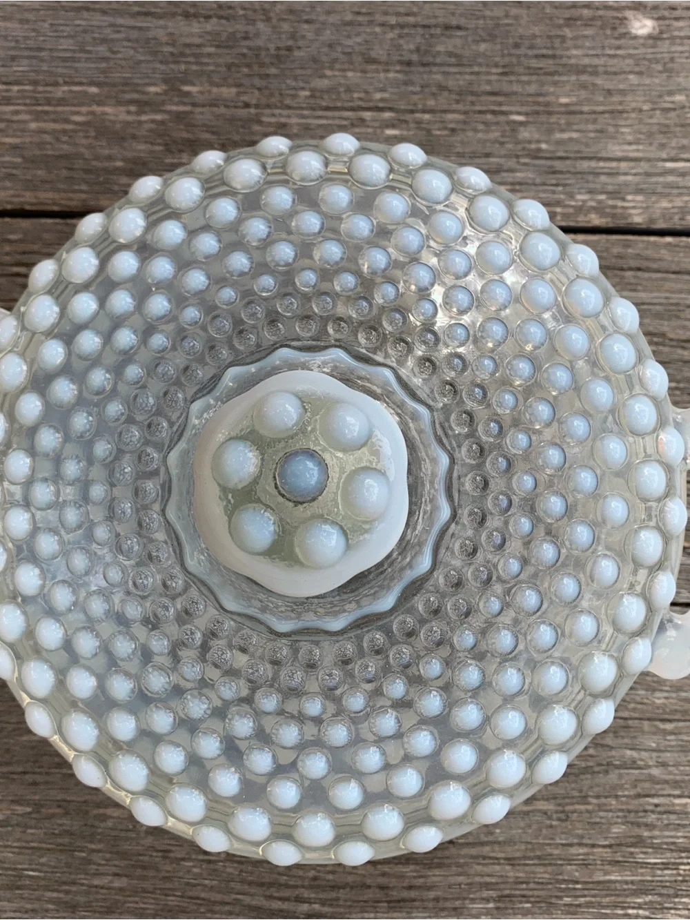 Milk Glass Hobnail Covered Serving Dish - White